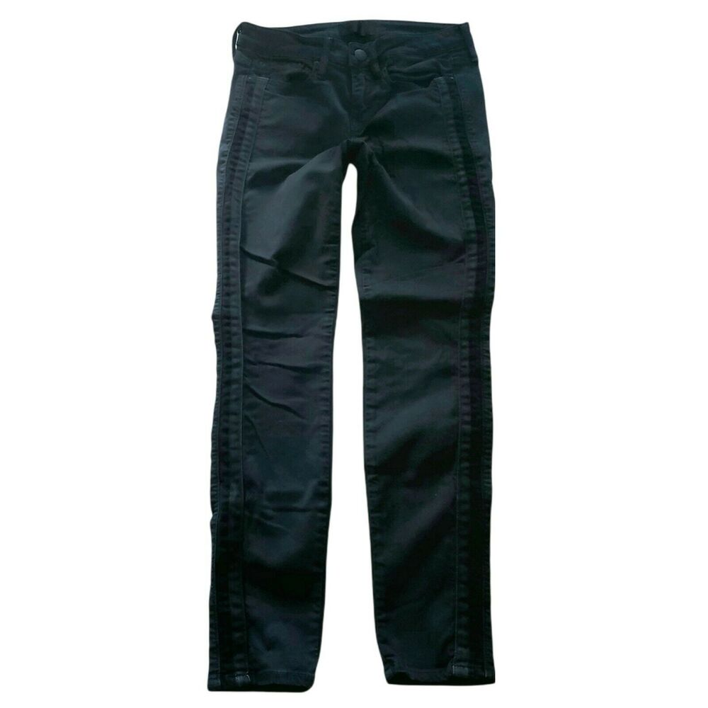 VINCE Dylan Side Pieced Skinny striped black cropped low rise jeans Size 26
